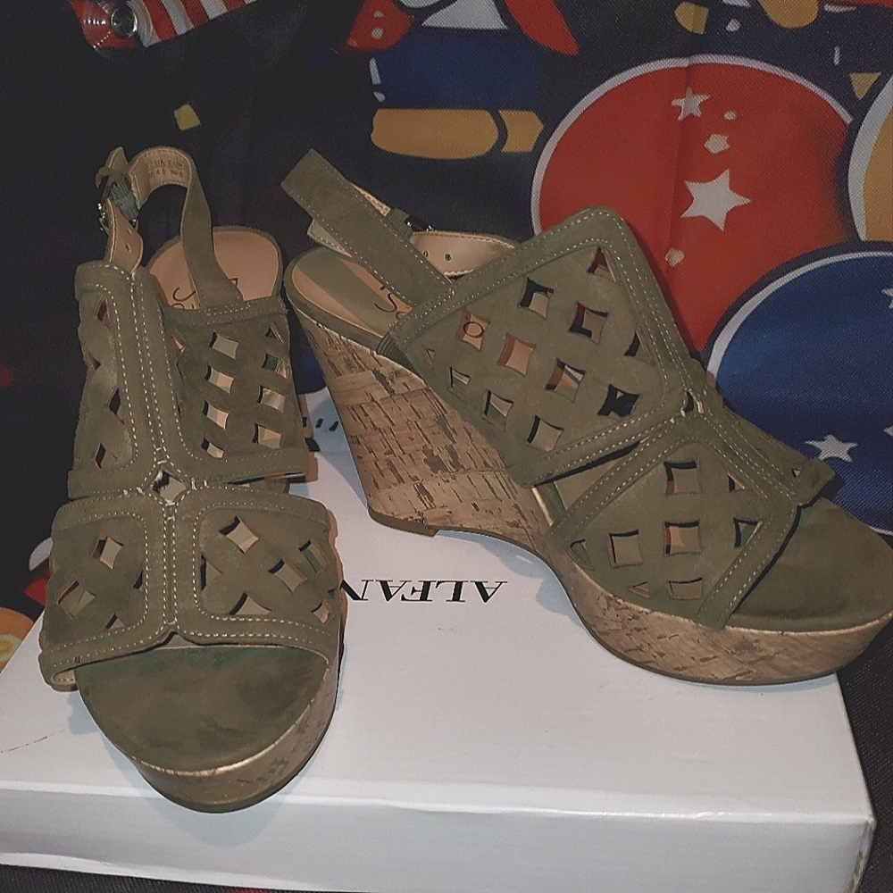 Franco Sarto Olive Wedge Sandals